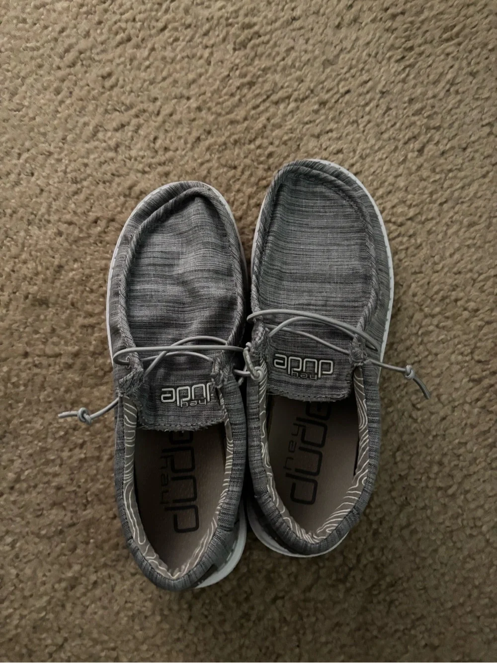 Hey Dude Boys Grey Knit Slip-On Loafers- Size 7